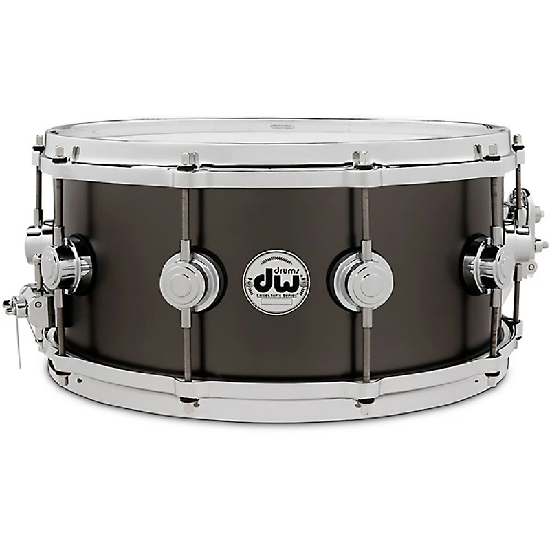 DW Collector's Series Satin Black Over Brass Snare Drum With Die Cast Hoops 14 x 6.5 in. Satin Black Over Brass