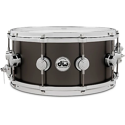 DW Collector's Series Satin Black Over Brass Snare Drum With Die Cast Hoops 14 x 6.5 in. Satin Black Over Brass