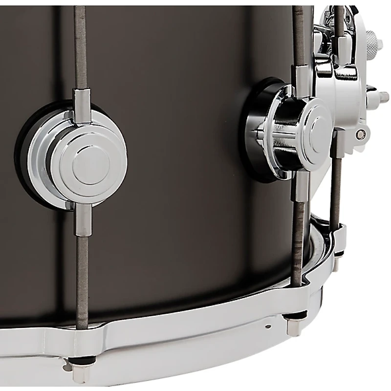 DW Collector's Series Satin Black Over Brass Snare Drum With Die Cast Hoops 14 x 6.5 in. Satin Black Over Brass