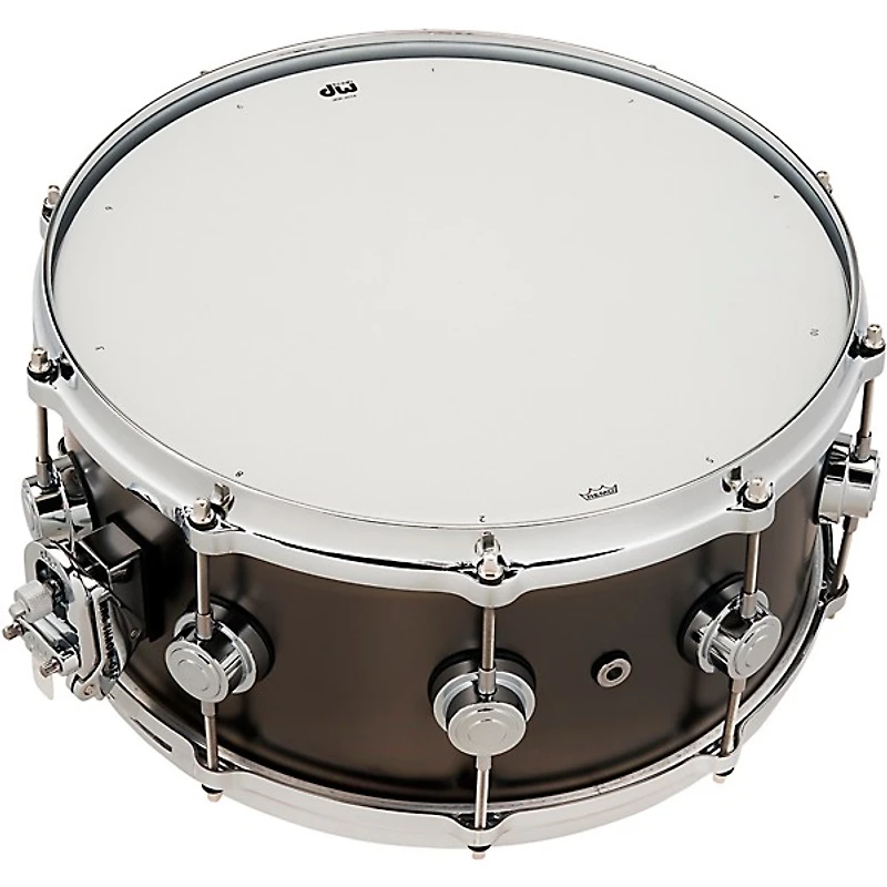 DW Collector's Series Satin Black Over Brass Snare Drum With Die Cast Hoops 14 x 6.5 in. Satin Black Over Brass