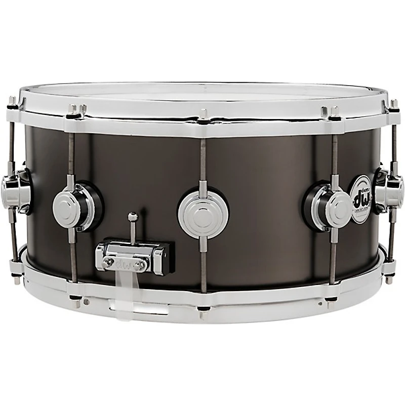 DW Collector's Series Satin Black Over Brass Snare Drum With Die Cast Hoops 14 x 6.5 in. Satin Black Over Brass