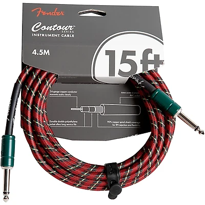 Fender Contour Holiday Instrument Cable 15 ft. Red/Green