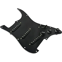Mojotone 67 Quiet Coil With Hot Bridge Strat Pickup Prewired Pickguard Black Black