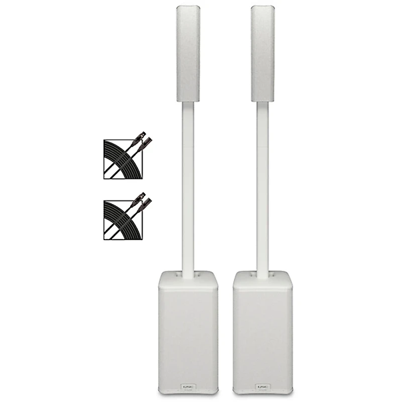 QSC KC12 12" 3,000W Active 3-Way Column Speaker Pair With Cables - White