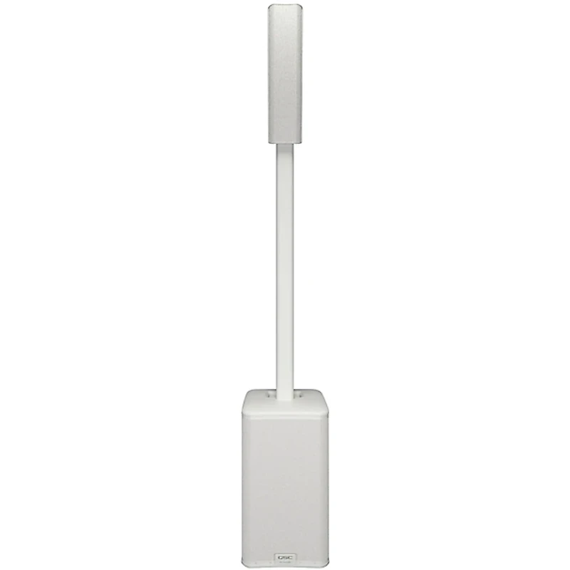 QSC KC12 3,000W Active 3-Way Column Speaker Pair With Denon PRIME 4+ Standalone DJ Controller & Cables - White