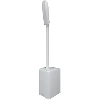 QSC KC12 3,000W Active 3-Way Column Speaker Pair With Denon PRIME 4+ Standalone DJ Controller & Cables - White