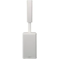 QSC KC12 3,000W Active 3-Way Column Speaker Pair With Denon PRIME 4+ Standalone DJ Controller & Cables - White