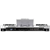 QSC KC12 3,000W Active 3-Way Column Speaker Pair With Denon PRIME 4+ Standalone DJ Controller & Cables - White