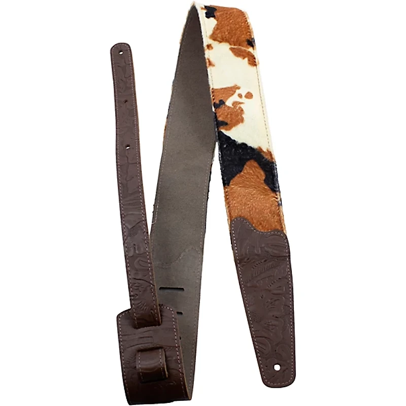 Perri's Fabric Cow Print Guitar Strap Brown 2.5 in.