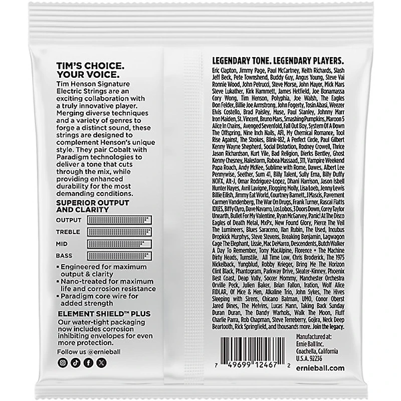 Ernie Ball Tim Henson Signature Electric Guitar Strings 9.5 - 46
