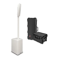 QSC KC12 3,000W Active 3-Way Column Loudspeaker With SKB iSeries Cases - White