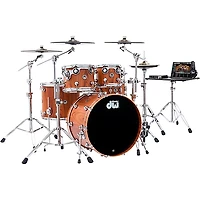 DW DWe Wireless Acoustic-Electronic Convertible 5-Piece Drum Set Bundle With 22" Bass Drum, Cymbals and Hardware Limited Edition Santos Rosewood Hard Satin Exotic