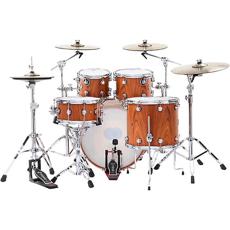 DW DWe Wireless Acoustic-Electronic Convertible 5-Piece Drum Set Bundle With 22" Bass Drum, Cymbals and Hardware Limited Edition Santos Rosewood Hard Satin Exotic