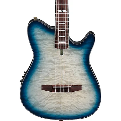 Ibanez FRH20QMN Quilted Maple Top Nylon-String Acoustic-Electric Guitar Cosmic Blue Sunburst