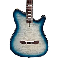 Ibanez FRH20QMN Quilted Maple Top Nylon-String Acoustic-Electric Guitar Cosmic Blue Sunburst