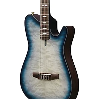 Ibanez FRH20QMN Quilted Maple Top Nylon-String Acoustic-Electric Guitar Cosmic Blue Sunburst