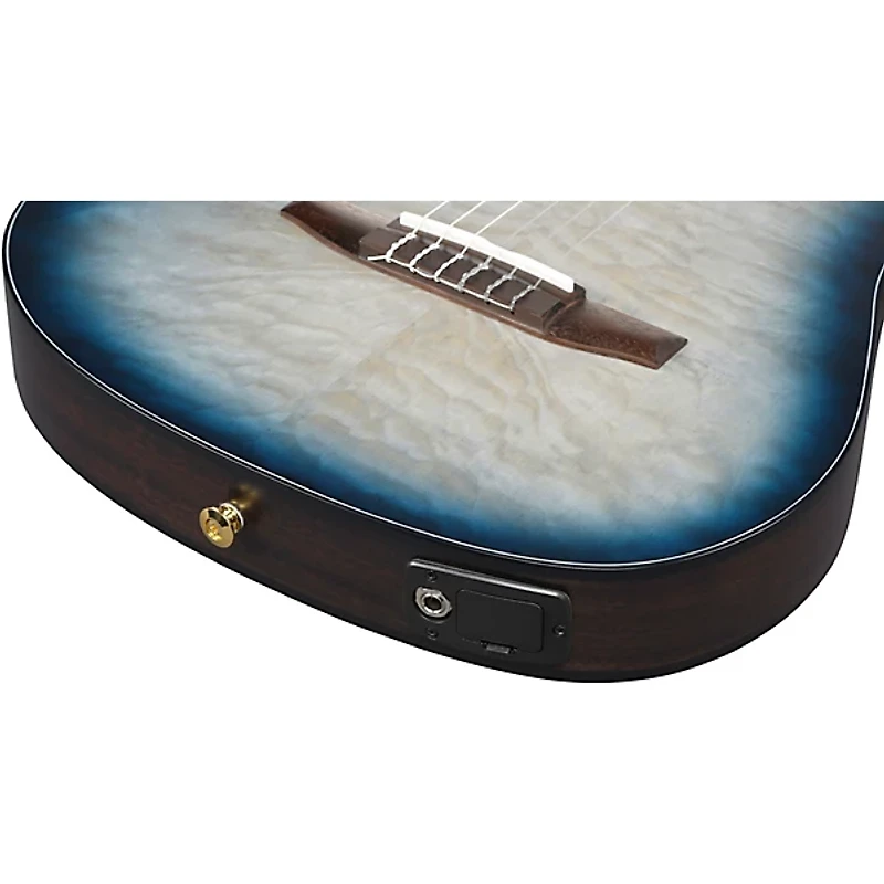 Ibanez FRH20QMN Quilted Maple Top Nylon-String Acoustic-Electric Guitar Cosmic Blue Sunburst