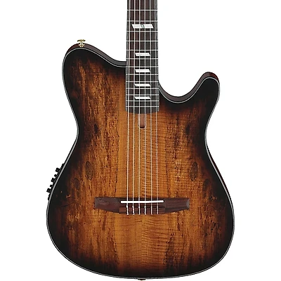 Ibanez FRH20SMN Spalted Maple Top Nylon-String Acoustic-Electric Guitar Tobacco Burst