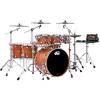 DW DWe Wireless Acoustic-Electronic Convertible 7-Piece Drum Set Bundle With 22" Bass Drum, Cymbals and Hardware Limited Edition Santos Rosewood Hard Satin Exotic