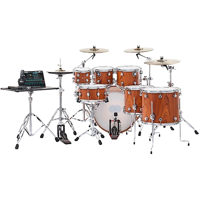 DW DWe Wireless Acoustic-Electronic Convertible 7-Piece Drum Set Bundle With 22" Bass Drum, Cymbals and Hardware Limited Edition Santos Rosewood Hard Satin Exotic