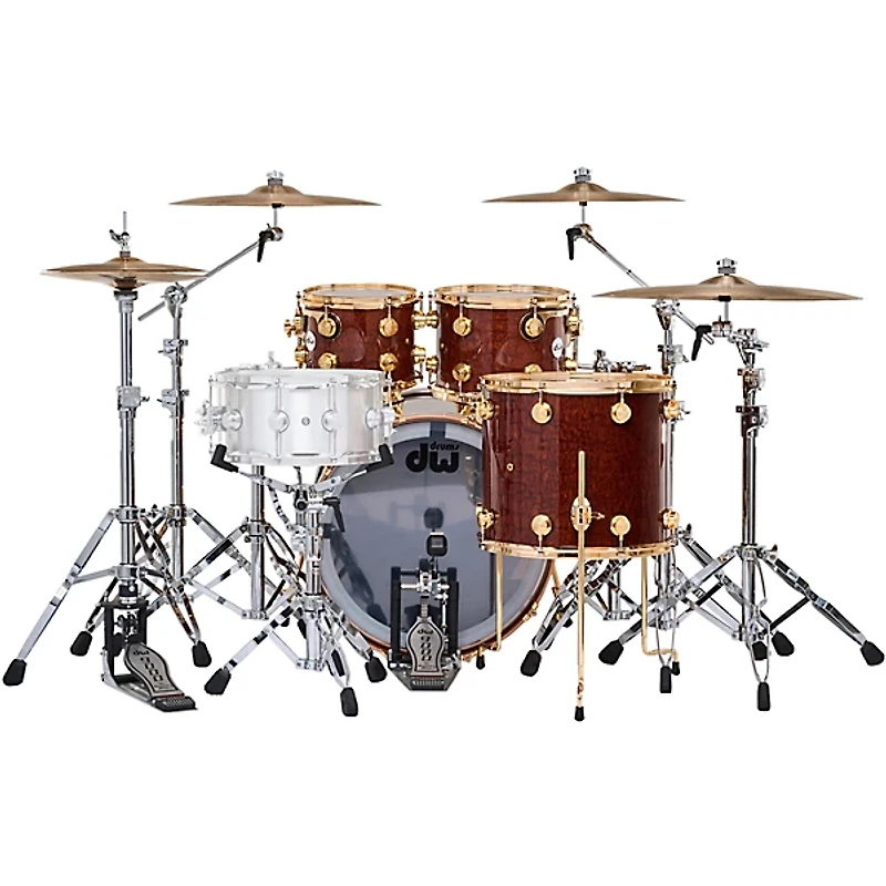 DW SSC Collectors Series 4-Piece Exotic Shell Pack With Gold Hardware - Natural Lacquer Over Tortoise Shell Pommele