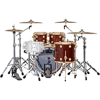 DW SSC Collectors Series 4-Piece Exotic Shell Pack With Gold Hardware - Natural Lacquer Over Tortoise Shell Pommele
