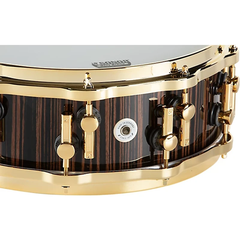 SONOR SQ2 Heavy Beech Snare Drum in Classic Ebony High Gloss with Gold Hardware 14 x 5 in.