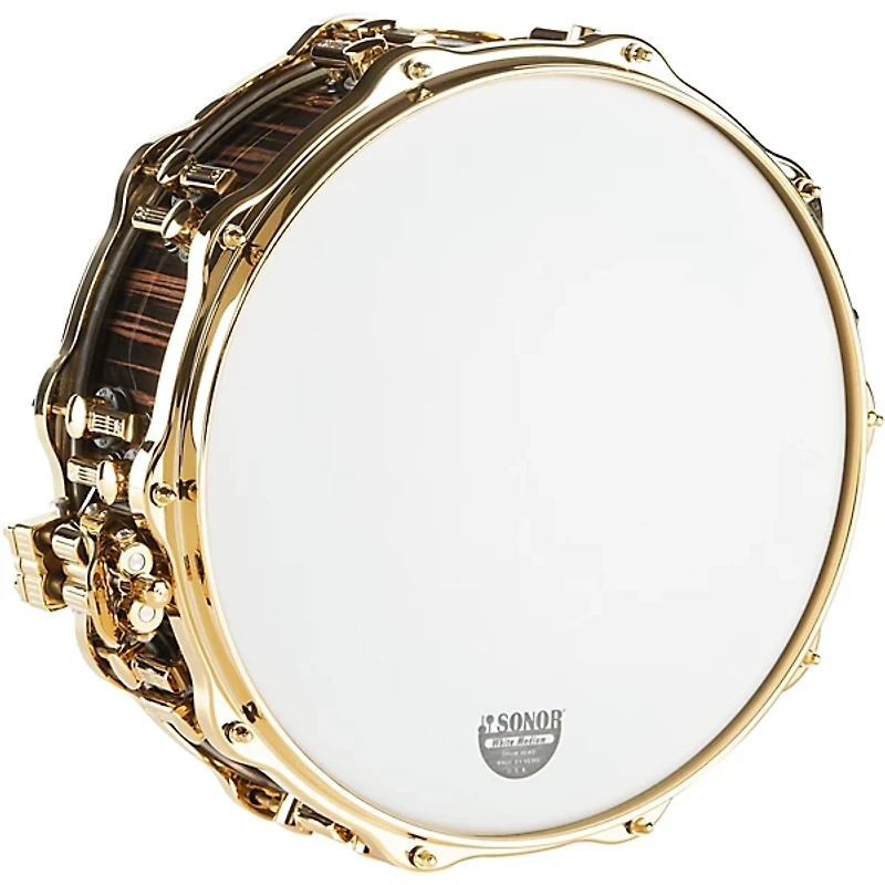 SONOR SQ2 Heavy Beech Snare Drum in Classic Ebony High Gloss with Gold Hardware 14 x 5 in.
