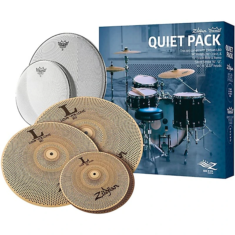 Zildjian LV468RH Low-Volume Cymbal Pack With Remo Silentstroke Heads and Free Bag
