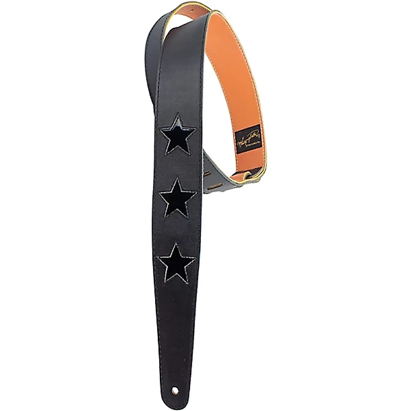 Henry Heller Star Series Black Leather Guitar Strap Black