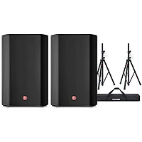 Harbinger VARI V1115 15" Powered Speakers Pair With Speaker Stands