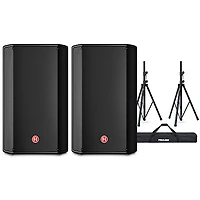 Harbinger VARI V1112 12" Powered Speakers Pair With Speaker Stands