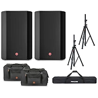 Harbinger VARI V1115 15" Powered Speakers Package With Bags & Stands