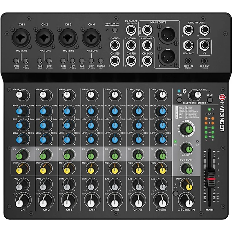 Harbinger VARI V1112 12" Powered Speakers Package With LV12 Mixer & Cables