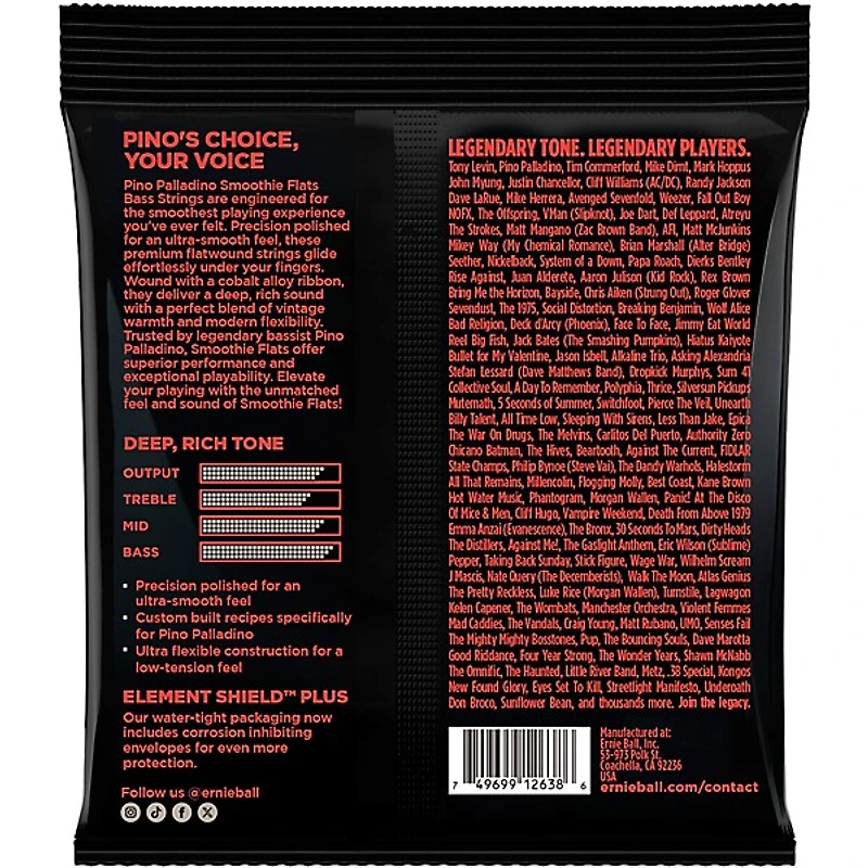 Ernie Ball Pino Palladino Signature Smoothie Flats Bass Strings -
