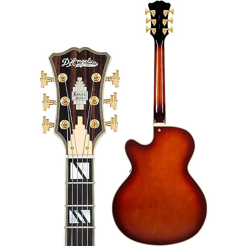 D'Angelico Excel 16 Hollowbody Electric Guitar With Seymour Duncan DA-59 Humbucker Amaretto Burst