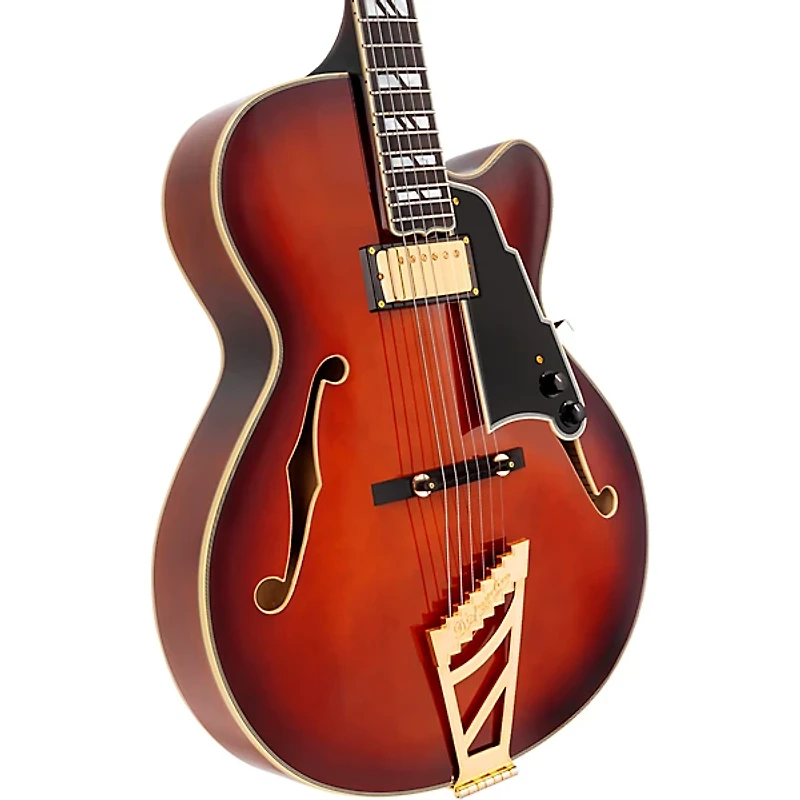 D'Angelico Excel 16 Hollowbody Electric Guitar With Seymour Duncan DA-59 Humbucker Amaretto Burst