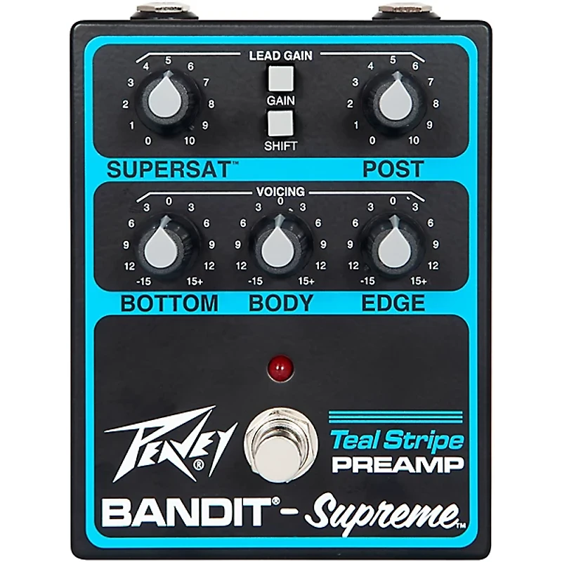 Peavey Bandit Supreme Teal Stripe Preamp Pedal Black and Teal