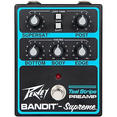 Peavey Bandit Supreme Teal Stripe Preamp Pedal Black and Teal