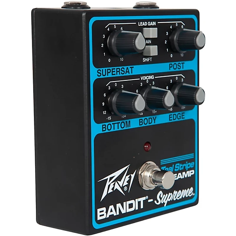 Peavey Bandit Supreme Teal Stripe Preamp Pedal Black and Teal
