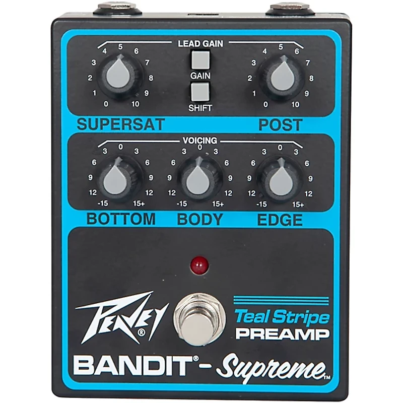 Peavey Bandit Supreme Teal Stripe Preamp Pedal Black and Teal