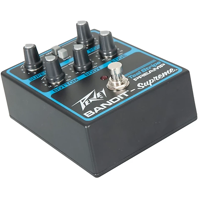 Peavey Bandit Supreme Teal Stripe Preamp Pedal Black and Teal