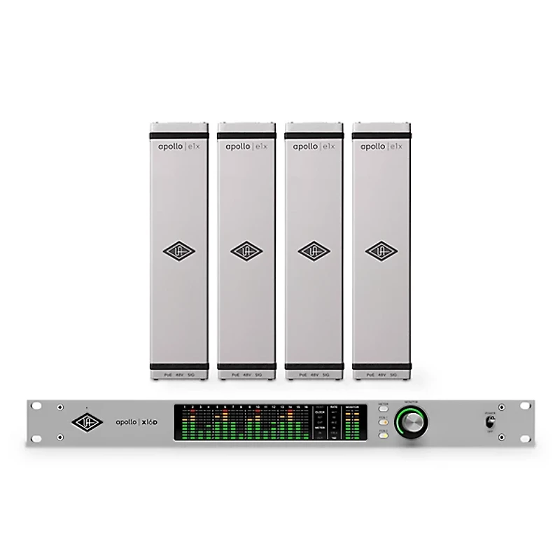 Universal Audio Apollo X16D Ultimate 18x20 TB Audio Interface Dante With Four Apollo e1x Remote-Controllable Unison Preamps