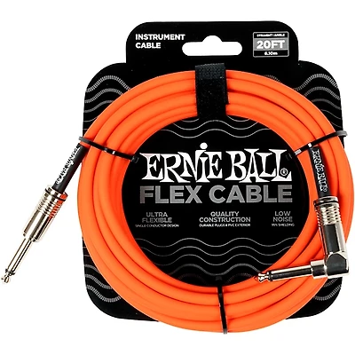 Ernie Ball Flex Straight to Angle Instrument Cable 20 ft. Orange
