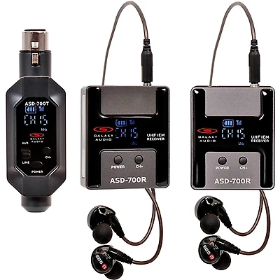 Galaxy Audio ASD-700-2 Digital 15 Channel UHF Plug & Play Wireless In-Ear Monitor Twin Pack System with EB5 Earbuds