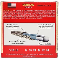 DR Strings VERITAS Uncoated Accurate Core Technology Acoustic Guitar Strings 3-Pack Light (12-54)