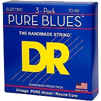 DR Strings Pure Blues Pure Nickel Electric Guitar Strings 3-Pack Medium (10-46)