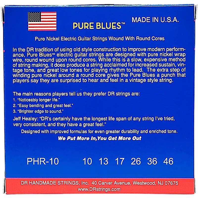 DR Strings Pure Blues Pure Nickel Electric Guitar Strings 3-Pack Medium (10-46)