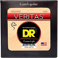 DR Strings VERITAS Uncoated Accurate Core Technology Acoustic Guitar Strings 6-Pack
