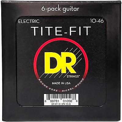 DR Strings Tite-Fit MT-10 Medium-Tite Nickel-Plated Electric Guitar Strings 6-Pack Medium (10-46)